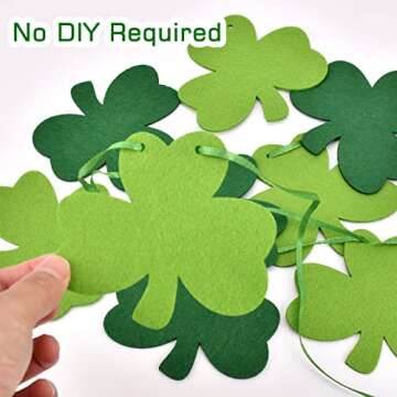 St Patricks Day Felt Shamrock Garland for Festive Decor