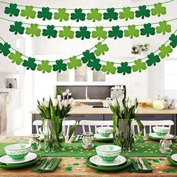 St Patricks Day Felt Shamrock Garland for Festive Decor