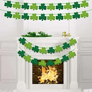 St Patricks Day Felt Shamrock Garland for Festive Decor