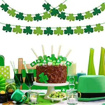 St Patricks Day Felt Shamrock Garland for Festive Decor