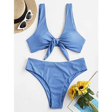 ZAFUL Tie Knot Front Sexy Bikini Swimsuit for Women