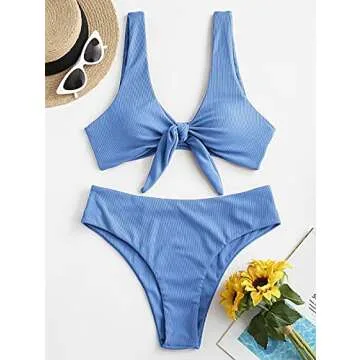 ZAFUL Tie Knot Front Sexy Bikini Swimsuit for Women