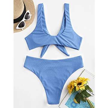 ZAFUL Tie Knot Front Sexy Bikini Swimsuit for Women