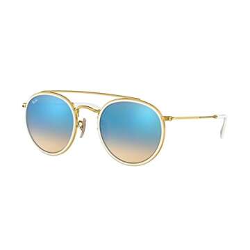 Ray-Ban Double Bridge Round Sunglasses, Gold/Brown Gradient