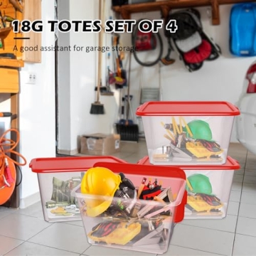 SimplyKleen 14.5 Gal Clear Storage Totes - Pack of 4