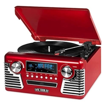 Victrola 50's Retro Bluetooth Record Player & Multimedia Center with Built-in Speakers - 3-Speed Tur...
