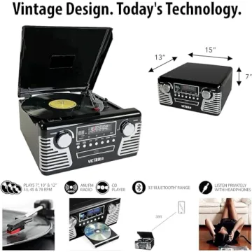 Victrola 50's Retro Record Player & Multimedia Center