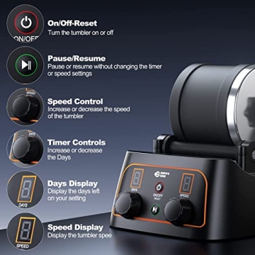 Brave Finder Professional Rock Tumbler Kit - Rock Polisher Tumbler Kit with Digital 9-Day Polishing Timer & 3 Speed Settings, 4 Polishing Grits, Rough Gemstones (Rock Tumbler Kit)