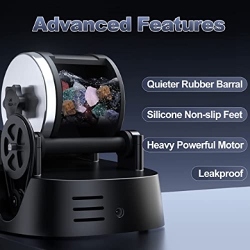 Brave Finder Professional Rock Tumbler Kit - Rock Polisher Tumbler Kit with Digital 9-Day Polishing Timer & 3 Speed Settings, 4 Polishing Grits, Rough Gemstones (Rock Tumbler Kit)