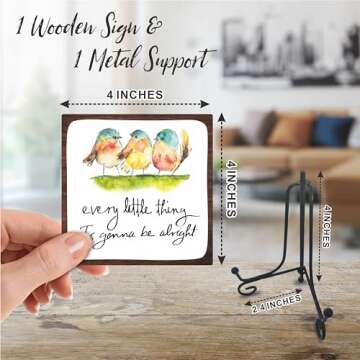 4" Wooden Positive Quotes Sign with Metal Support