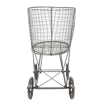 Vintage Metal Laundry Basket on Wheels – Stylish Storage