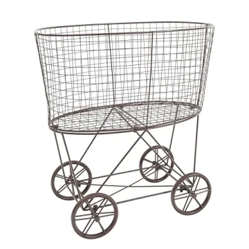 Vintage Metal Laundry Basket on Wheels – Stylish Storage