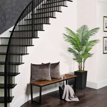 ASTIDY Artificial Palm Tree 5FT - Fake Tree with Black Tall Planter - Faux Tropical Areca Floor Plant in Pot - Artificial Silk Plant for Home Office Living Room Decor Indoor