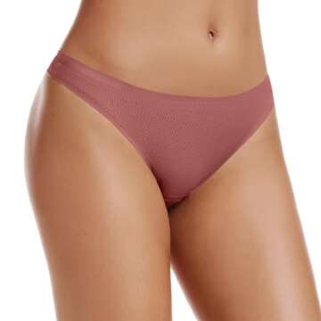 voenxe Seamless Women Underwear Thongs,No Show Ladies Thong,No Line Breathable Comfortable Panties Undies for Women 5-Pack