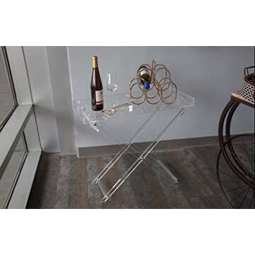 Designstyles Acrylic Folding Tray Table – Modern Chic Accent Desk - Kitchen and Bar Serving Table ...