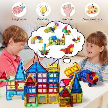 MAGBLOCK Magnetic Tiles Kids Toys, 120PCS 3D Magnets Building Blocks Set Construction Educational ST...