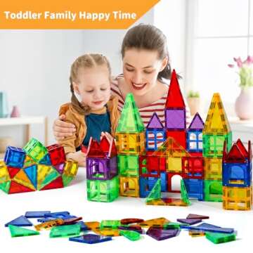 MAGBLOCK Magnetic Tiles Kids Toys, 120PCS 3D Magnets Building Blocks Set Construction Educational STEM Toys, Magnet Tiles for Kids Stacking Blocks Learning Gifts for Toddlers Boys Girls