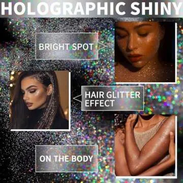 Body Glitte Spray, 150ML Silver Glitter Spray for Hair and Body, Long-Lasting and Quick-Drying Holographic Glitter Hairspray for Kids Women, Body Shimmer Festival Rave and Makeup 4.2 Fl Oz