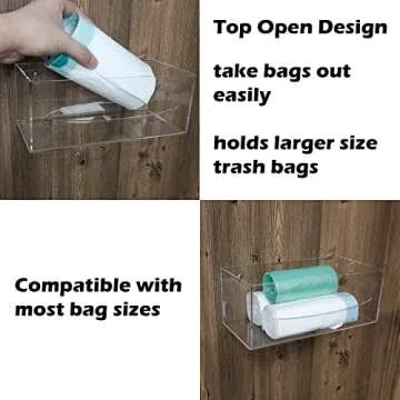 SEANADO Trash Bag Dispenser Holder, Wall Mount Acrylic Kitchen Single Side Loaded Organizer Storage Box Holder for Garbage Bag Grocery Bag Plastic Bag(10 x 4.7X 4inches)