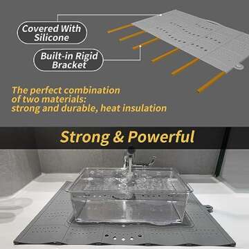 Mofason Bathroom Sink Top Cover Space Saver,Silicone Makeup Organizer Mat for Over Countertop,Small Bathroom Must Haves Accessories Rv Camper Travel Foldable Gadgets-Grey