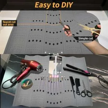 Mofason Bathroom Sink Top Cover Space Saver,Silicone Makeup Organizer Mat for Over Countertop,Small Bathroom Must Haves Accessories Rv Camper Travel Foldable Gadgets-Grey