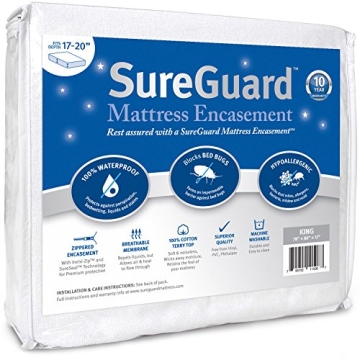 SureGuard King Mattress Encasement - 100% Waterproof and Bed Bug Proof
