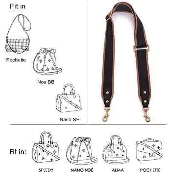 GOXTECH Purse Strap Replacement Crossbody Handbag Stripe Wide Adjustable (Black -Bag Strap)