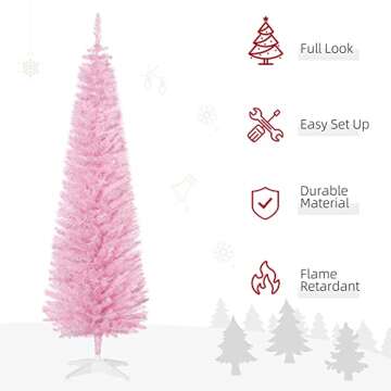 HOMCOM 6' Slim Pencil Christmas Tree for Small Spaces