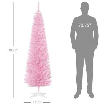HOMCOM 6' Slim Pencil Christmas Tree for Small Spaces