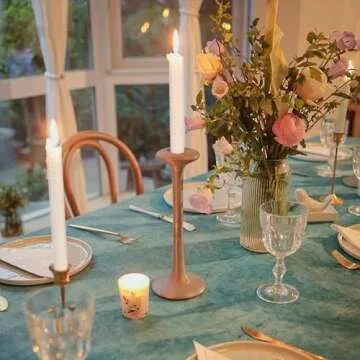 Lacaser Natural Beeswax Taper Candles Bulk Set of 14pcs, Smokeless&Unscented&Dripless Long Candlesticks 9",4~5 Hours Burning Time Each,White