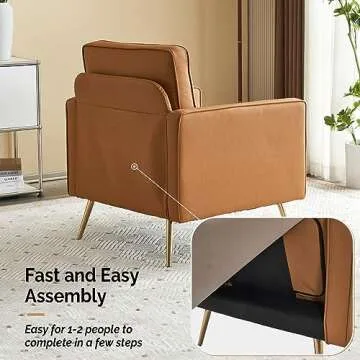 VINGLI Modern PU Leather Accent Chair for Living Room