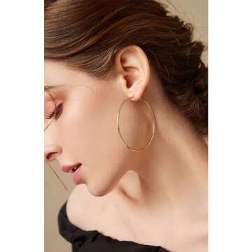 Cocadant Big Gold Hoop Earrings for Women,3 Colors Large Thin 60mm Rose Gold Silver Hoop Earrings Se...