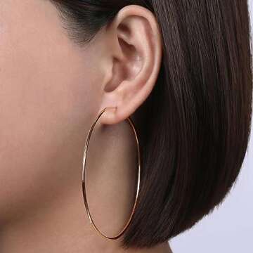 Cocadant Big Gold Hoop Earrings for Women,3 Colors Large Thin 60mm Rose Gold Silver Hoop Earrings Set Stainless Steel 14K Gold Plated with Hypoallergenic Sterling Silver Post