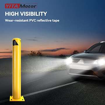 YITAMOTOR Safety Bollard Post, Steel Bollards, Parking Bollard for Warehouse, Yellow