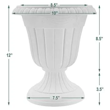 Arcadia Classic Traditional Plastic Urn Planter - 10" x 12" Beige