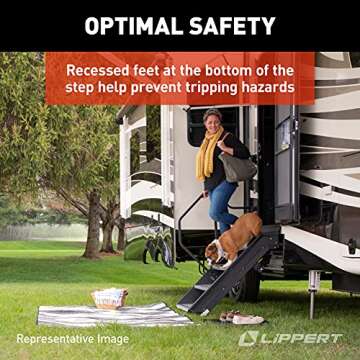 Lippert Solid Step 26" Quad Manual RV Step Assembly, 8" Rise, Aluminum and Steel, Anti-Slip Steps, Adjustable Legs, No Bounce, Travel Trailers, 5th Wheels, Campers - 791574
