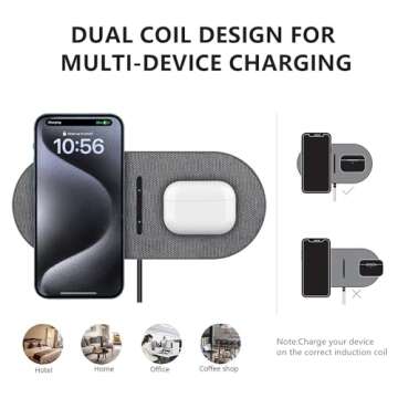 40W Wireless Charging Pad, Dual 20W Fast Wireless Charging Mat for iPhone 16 15 14 13 12 11/Pro/Pro Max/SE/X/XS,Apple Airpods 4/3/Pro,15W Wireless Charger Station for Samsung Galaxy/Note/Bud+