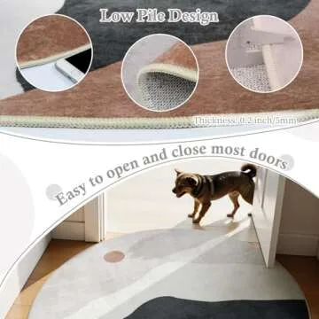 Sungea 3ft Abstract Round Rug,Chic Washable Non-Slip Mountain Floor Mats,Soft Low-Pile Small Indoor Throw Rugs for Bedroom/Bathroom/Laundry Room/Nursery (Grey)