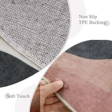 Sungea 3ft Abstract Round Rug,Chic Washable Non-Slip Mountain Floor Mats,Soft Low-Pile Small Indoor Throw Rugs for Bedroom/Bathroom/Laundry Room/Nursery (Grey)
