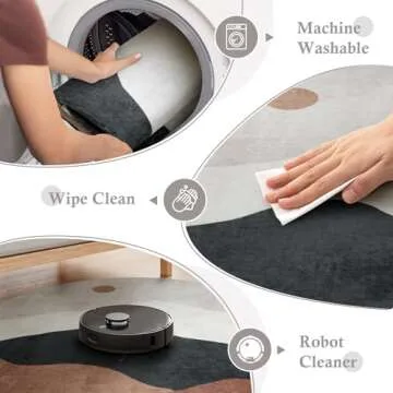 Sungea 3ft Abstract Round Rug,Chic Washable Non-Slip Mountain Floor Mats,Soft Low-Pile Small Indoor Throw Rugs for Bedroom/Bathroom/Laundry Room/Nursery (Grey)
