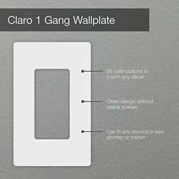 Lutron Claro Light Switch Cover Plate - 1 Gang, Gloss Finish, 6 Pack