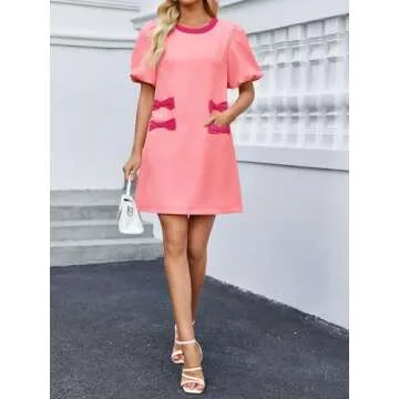 Wenrine Chic Women's Summer Mini Dress Stylish Work Dress