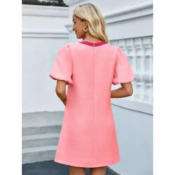 Wenrine Chic Women's Summer Mini Dress Stylish Work Dress