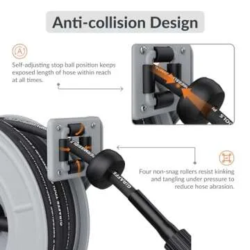 Giraffe Tools Pressure Washer Hose Reel, 1/4" x 60 ft Retractable Pressure Washer Reel, Heavy Duty Power Washer Reel, Any Length Lock, Auto Rewind, Wall Mounted, 4000 PSI, 2 * M22-15mm Connectors