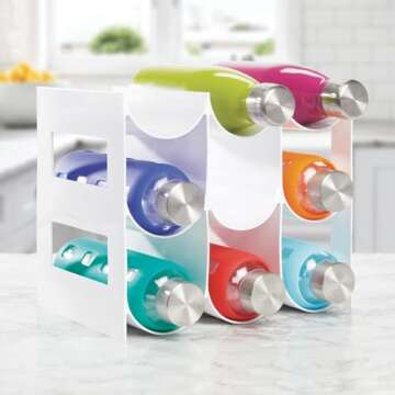 mDesign Elegant 3-Tier Water Bottle Organizer for Kitchens