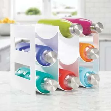 mDesign Elegant 3-Tier Water Bottle Organizer for Kitchens