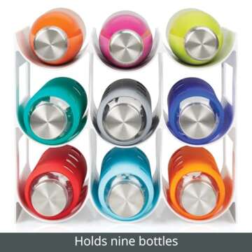 mDesign Elegant 3-Tier Water Bottle Organizer for Kitchens