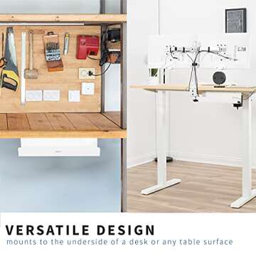 VIVO Under Desk 42 cm Cable Management Tray, Power Strip Holder, Cord Organizer, Wire Tamer for Office and Home, White, DESK-AC06-1CW