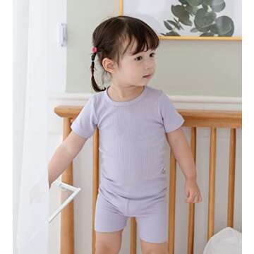 AVAUMA Newborn Baby Little Boys Girls Snug-Fit Pajamas Summer Short Sets Pjs Kids Clothes (XL/Purple)