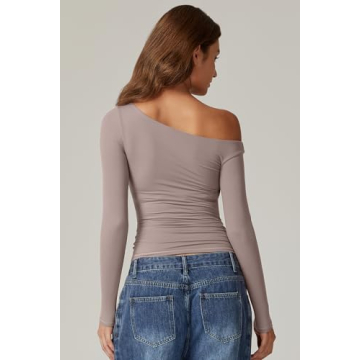 Stylish QINSEN Off Shoulder Long Sleeve Top for Women